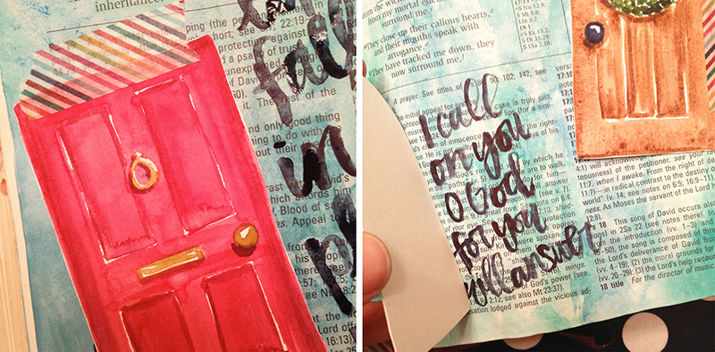 mixed media hybrid art journaling Bible by Brianna Showalter | Print Pray Shop My Father's House | watercolors | printables