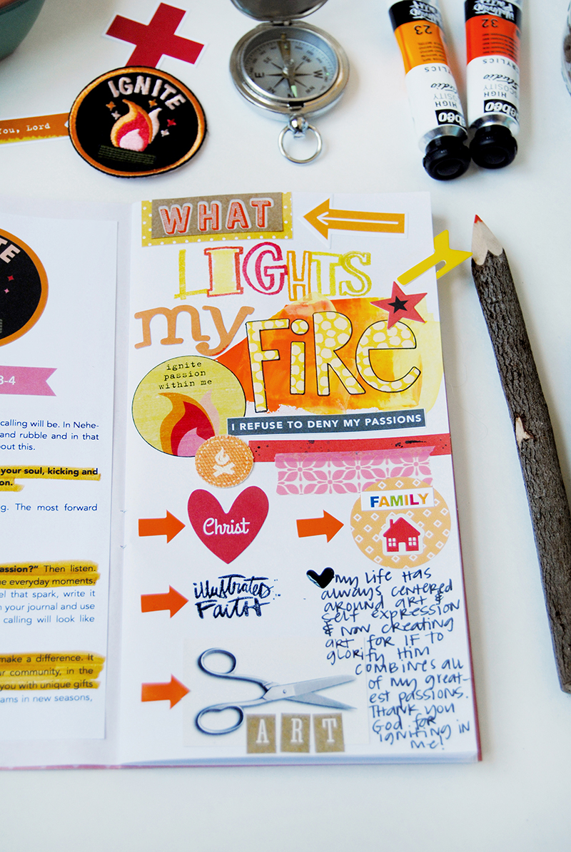 Ignite - Week #1 in Illustrated Faith's Revival Camp online workshop | mixed media faith art journaling by Elaine Davis