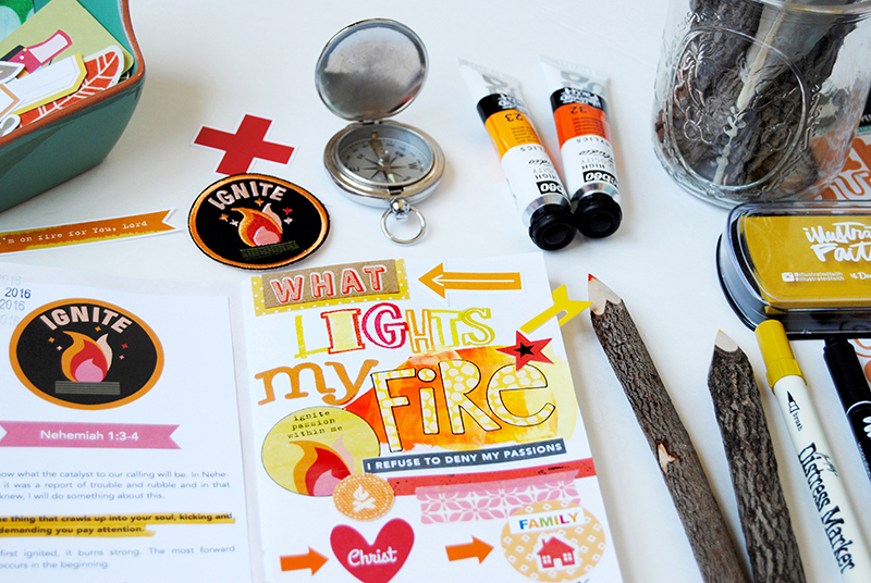 Ignite - Week #1 in Illustrated Faith's Revival Camp online workshop | mixed media faith art journaling by Elaine Davis