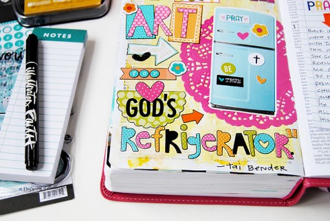 mixed media art Bible journaling by Elaine Davis | making art for God's refrigerator