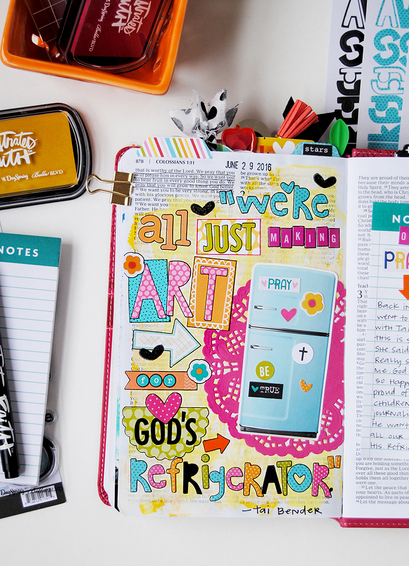 mixed media art Bible journaling by Elaine Davis | making art for God's refrigerator
