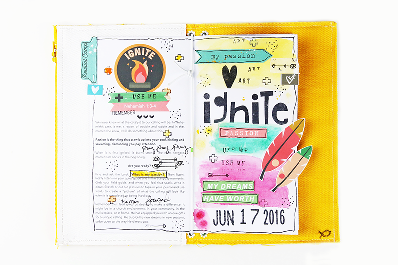 mixed media art faith journaling, Revival Camp Journal, Revival Camp Printables, Bible Journaling, Gina Lideros, Ignite