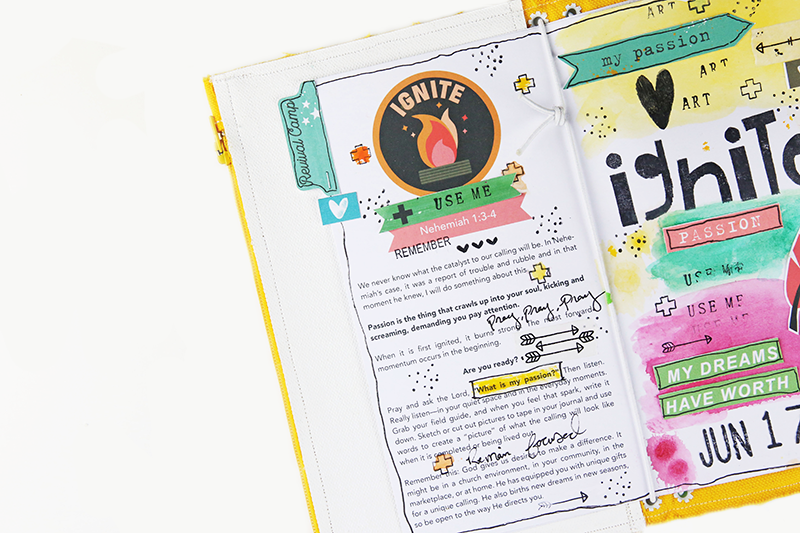 mixed media art faith journaling, Revival Camp Journal, Revival Camp Printables, Bible Journaling,  Gina Lideros, Ignite