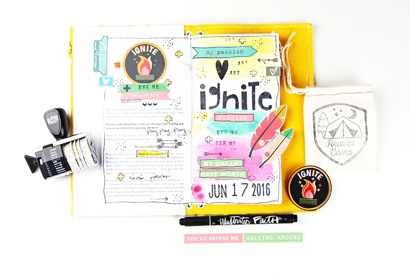 mixed media art faith journaling, Revival Camp Journal, Revival Camp Printables, Bible Journaling,  Gina Lideros, Ignite