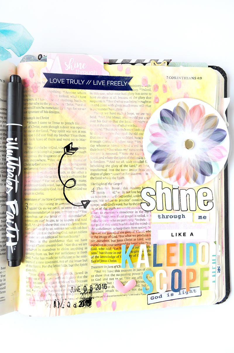 kaleidoscope tutorial | mixed media hybrid art journaling Bible | Print Pray Shop Salted Brew