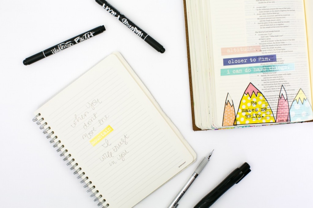 step by step tutorial by Amy Bruce | hybrid Bible Journaling using transparencies | Print Pray Shop Printables