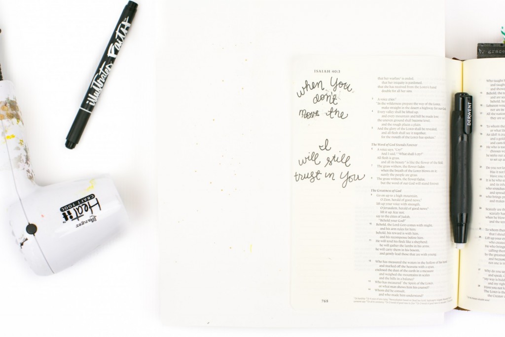 step by step tutorial by Amy Bruce | hybrid Bible Journaling using transparencies | Print Pray Shop Printables