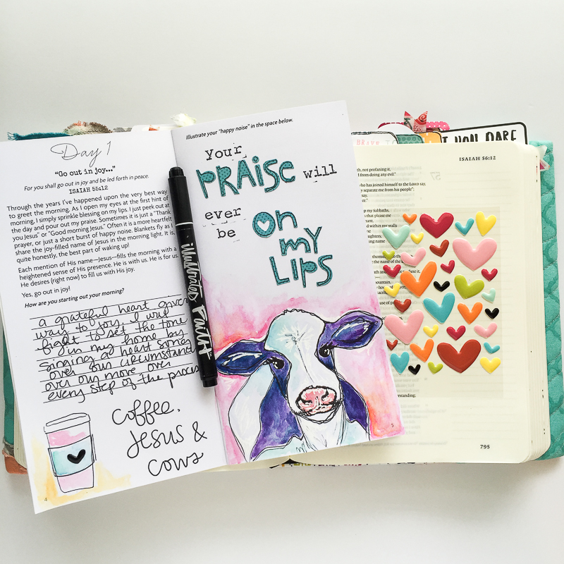 watercolor mixed media faith art journaling | Yes & Amen Devotional Kit featuring Junelle | count your blessings first thing in the morning.