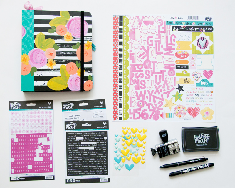 scrapbooking letters and scripture to Jess' daughter | Praise Book and Baby Scrapbook | Cinderella movie's quote "Have Courage and Be Kind"