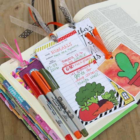 making hybrid bookmarks for your Bible Journaling to save a spot you want to illustrate later | Print and Pray Shop | Better Together Collab