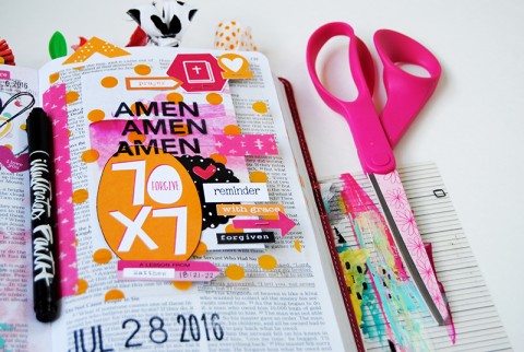 mixed media art journaling Bible tip-in | Forgiveness by Elaine Davis