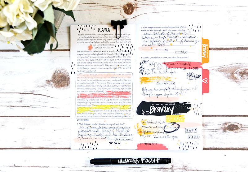 mixed media faith art journaling by Gina Lideros - Brave Fearless Strong