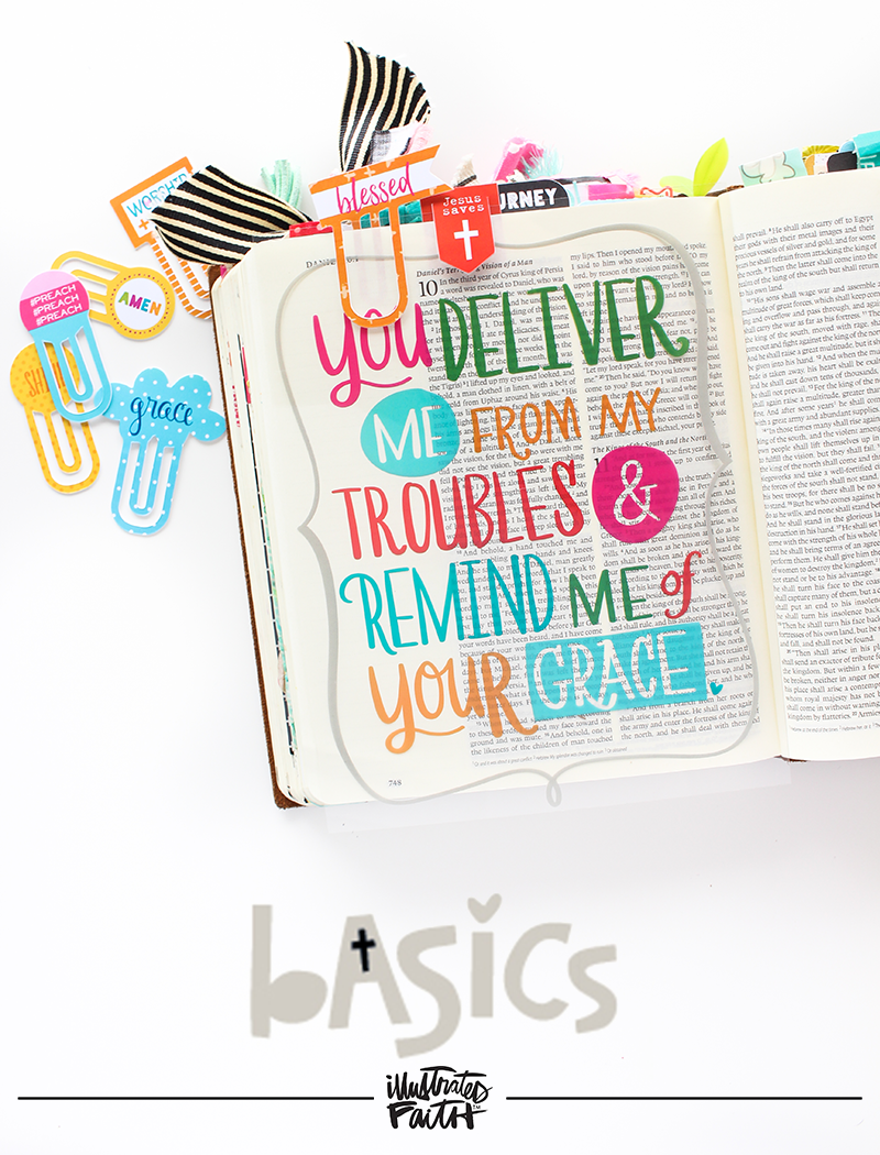 Illustrated Faith Basics "Extension" Collection by Bella Blvd | 2016 Summmer Release | Bible Journaling entry by Shanna Noel