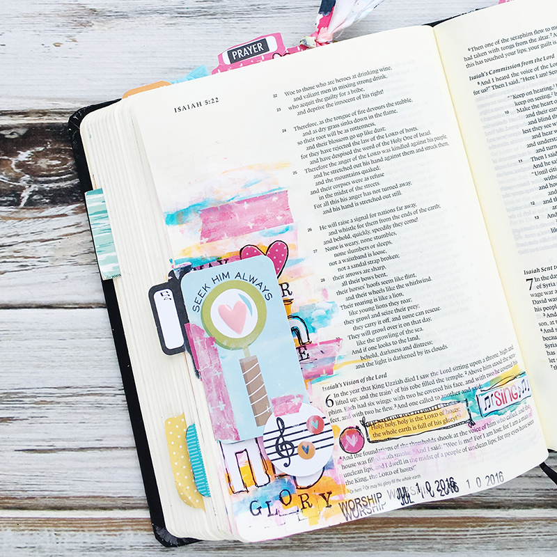 mixed media art journaling Bible Isaiah 6 - Awe Worship entry by Heather Greenwood