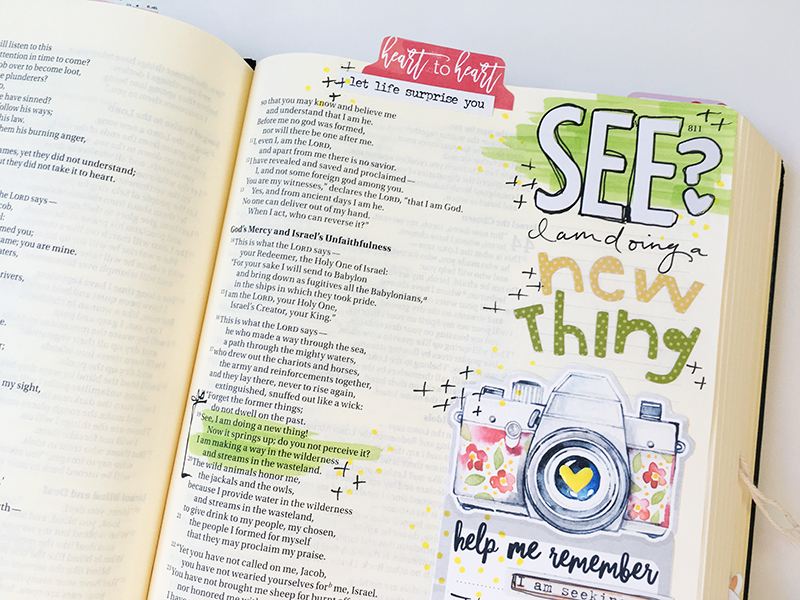 hybrid mixed media Bible journaling "A New Thing" by Bailey Jean Robert