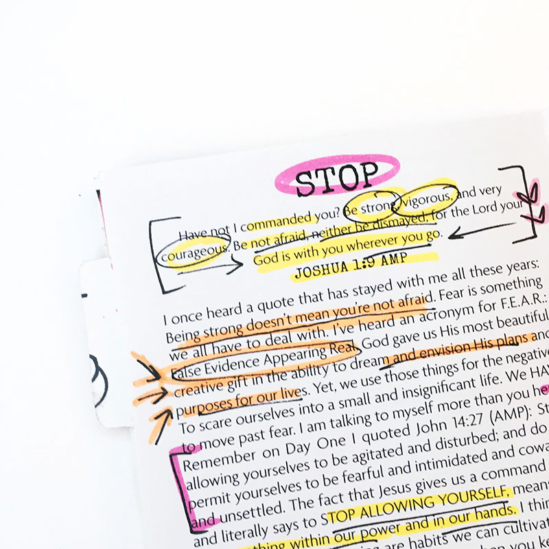 mixed media art journaling | Stop In The Name of Love by Bailey Jean Robert | I Am Strong Devotional featuring Wilna Furstenberg