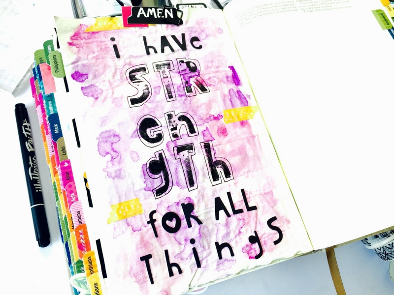 Strength For All Things | Mixed Media Bible Journaling by Tawni Sattler