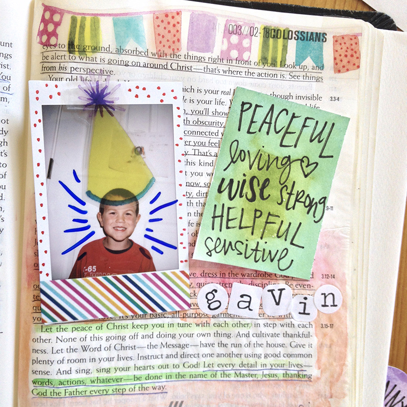 hybrid mixed media art journaling Bible entry by Brianna Showalter | Appreciating Your Kids in Your Bible