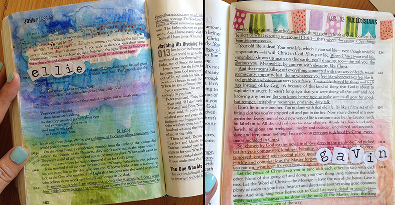 hybrid mixed media art journaling Bible entry by Brianna Showalter | Appreciating Your Kids in Your Bible