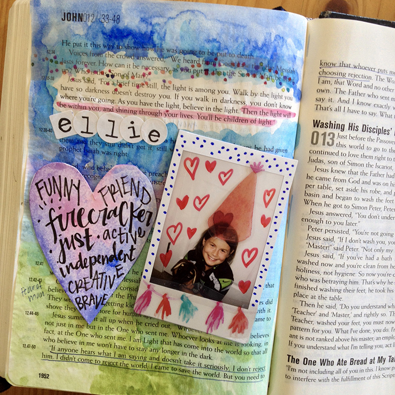 hybrid mixed media art journaling Bible entry by Brianna Showalter | Appreciating Your Kids in Your Bible