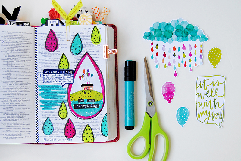 digital hybrid mixed media art journaling entry by Elaine Davis | He Made Everything