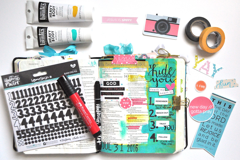 hybrid mixed media art journaling Bible entry by Leah Schumacher | Hiding in Him