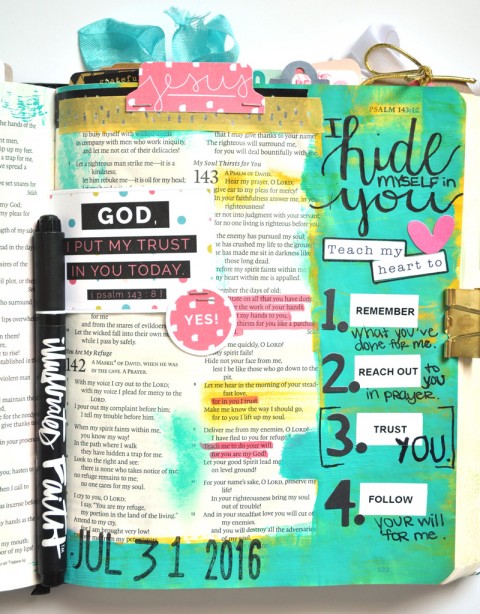 hybrid mixed media art journaling Bible entry by Leah Schumacher | Hiding in Him