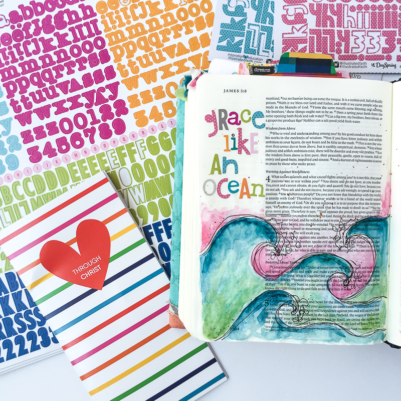 mixed media watercolor illustration art journaling Bible entry by Bekah Blankenship