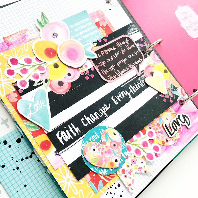 mixed media tutorial - hidden journaling prayer by Heather Greenwood | Illustrated Faith by Bella Blvd She Blooms and Praise Book