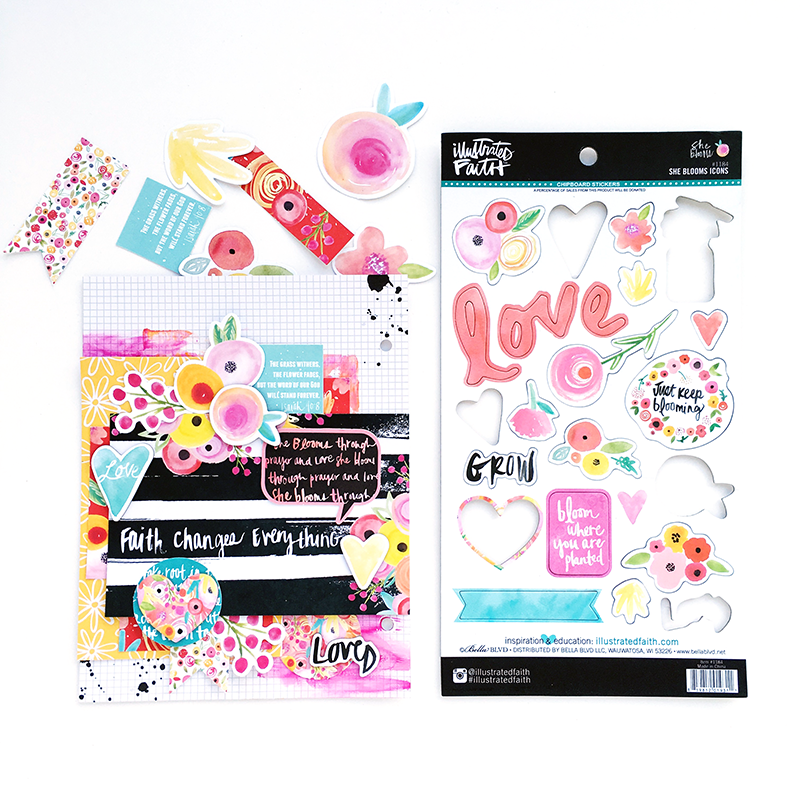 mixed media tutorial - hidden journaling prayer by Heather Greenwood | Illustrated Faith by Bella Blvd She Blooms and Praise Book