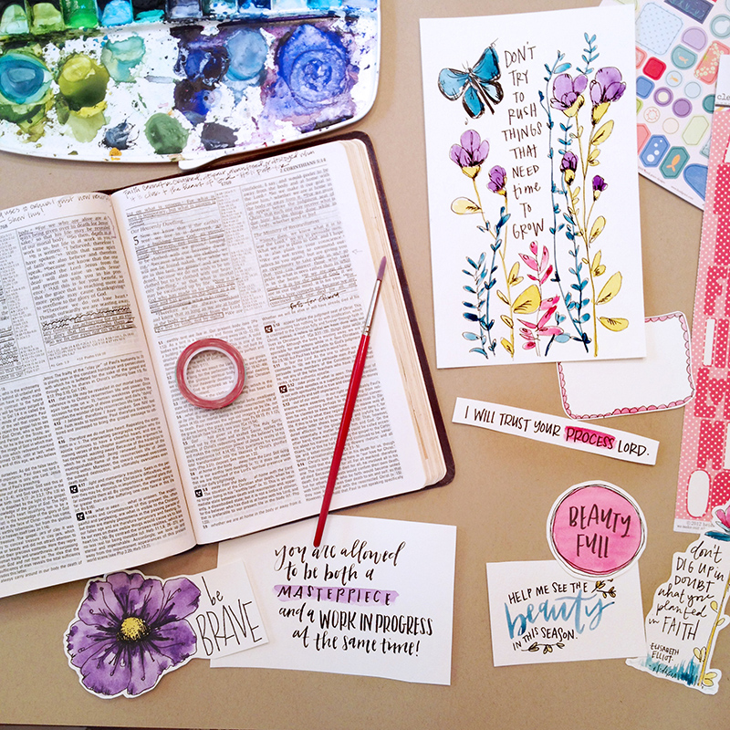 hybrid mixed media watercolor Bible journaling entry by Brianna Showwalter