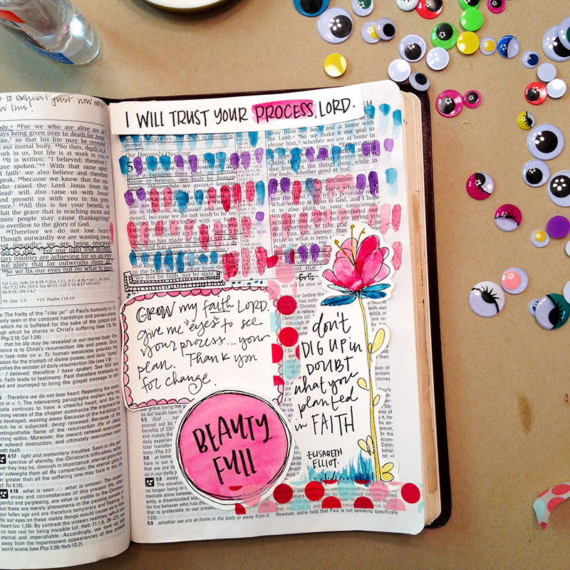 hybrid mixed media watercolor Bible journaling entry by Brianna Showwalter