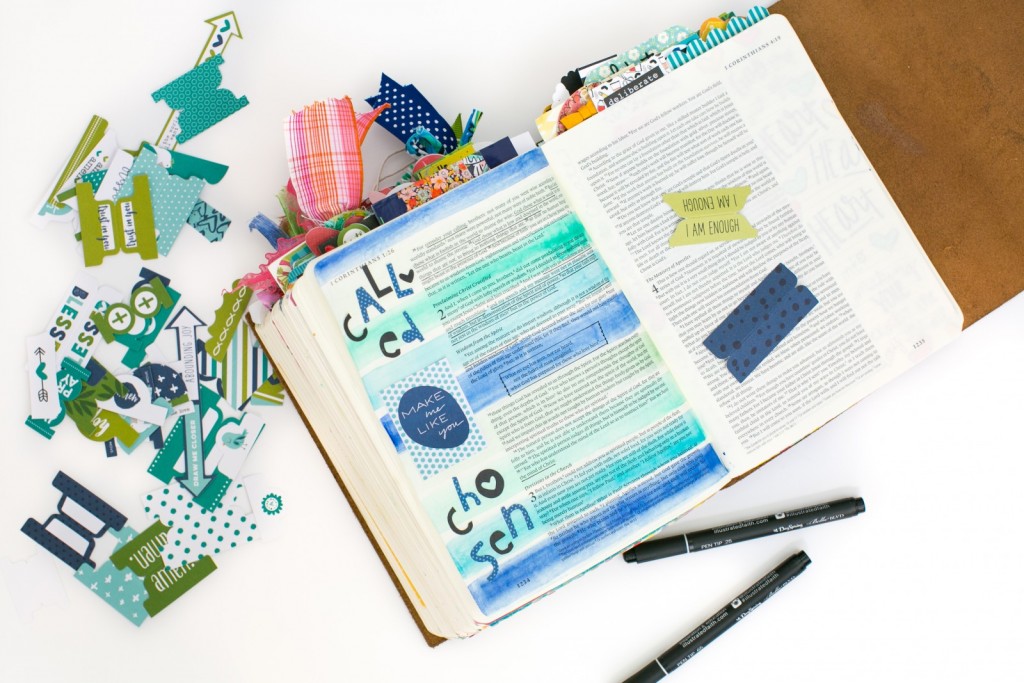 mixed media watercolor process tutorial by Amy Bruce | Bible Journaling | Called and Chosen - 1 Corinthians 1-2