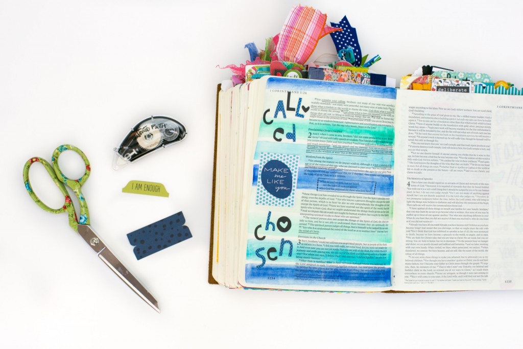 mixed media watercolor process tutorial by Amy Bruce | Bible Journaling | Called and Chosen - 1 Corinthians 1-2