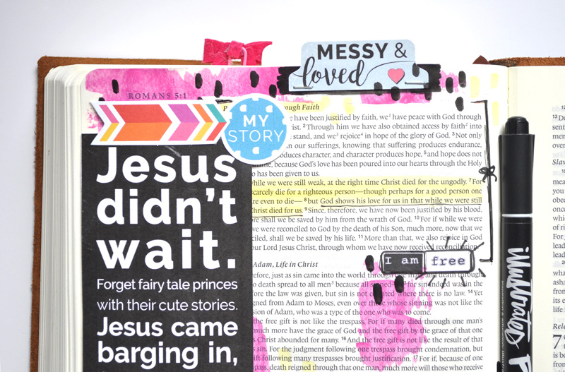 hybrid mixed media Bible art journaling by Leah of Salted Brew