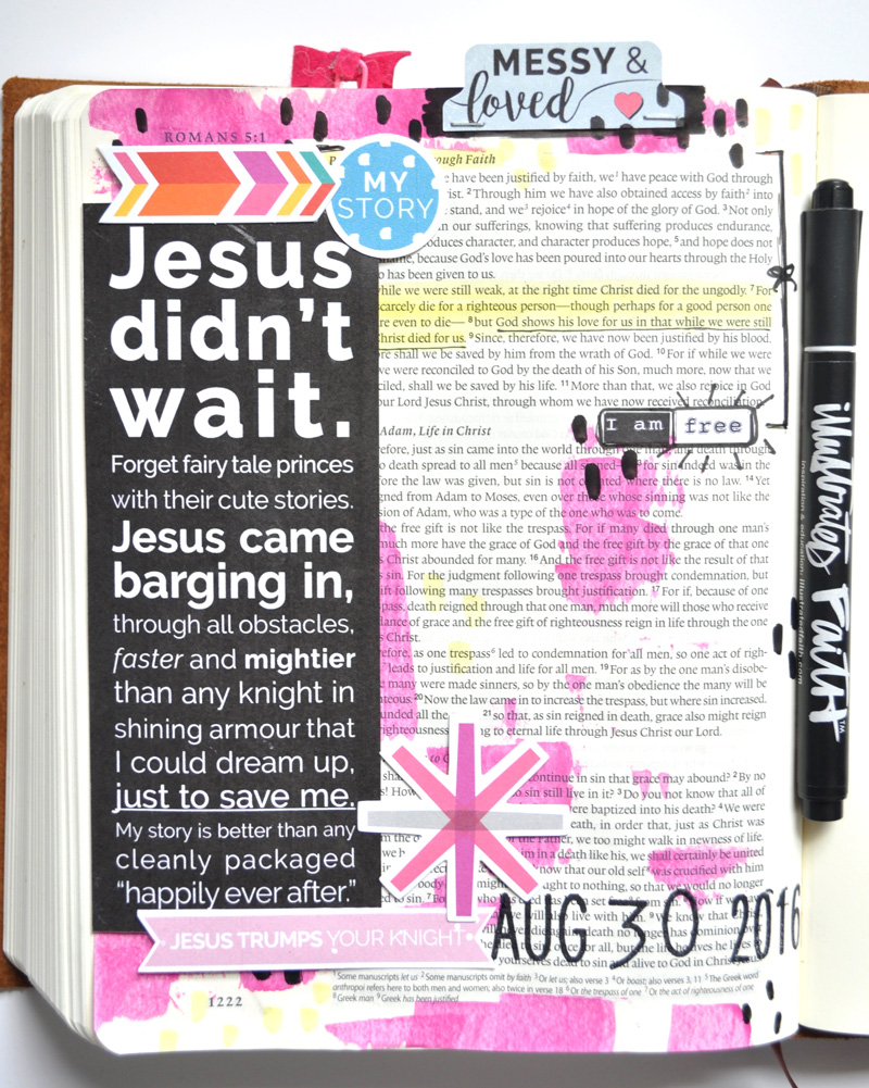 hybrid mixed media Bible art journaling by Leah of Salted Brew