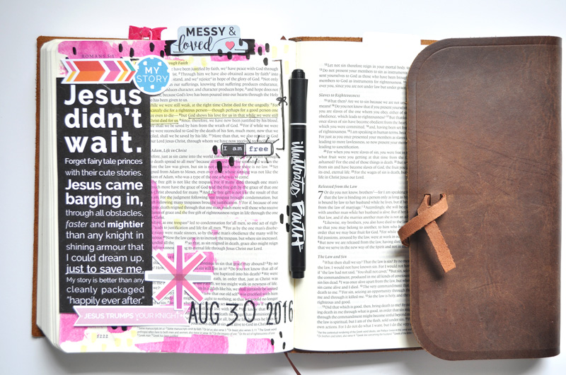 hybrid mixed media Bible art journaling by Leah of Salted Brew