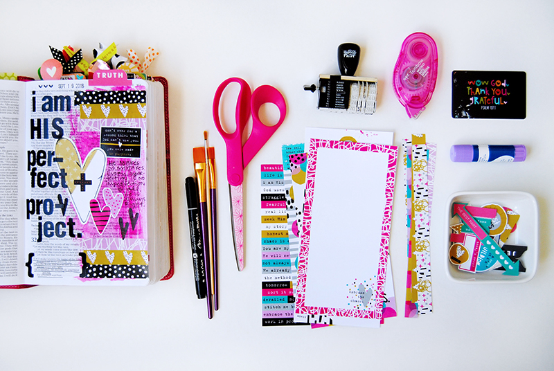 hybrid mixed media art journaling Bible entry by Elaine Davis