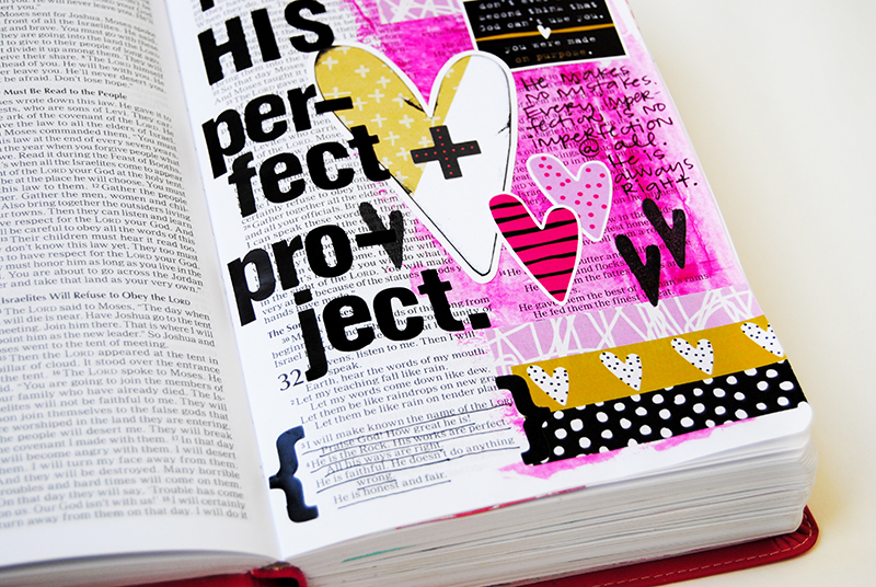 hybrid mixed media art journaling Bible entry by Elaine Davis