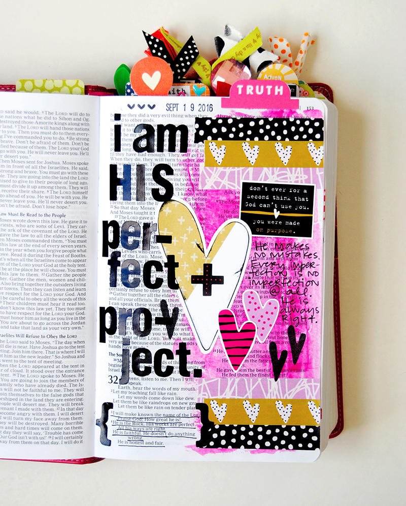 hybrid mixed media art journaling Bible entry by Elaine Davis