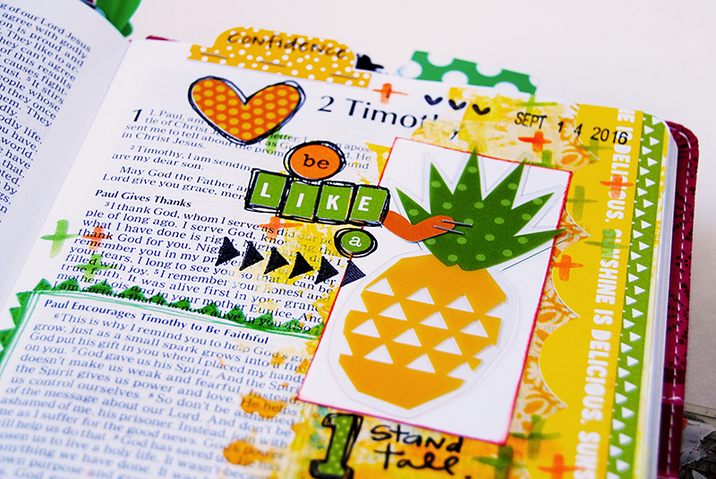 mixed media art journaling Bible list entry by Elaine Davis | be like a pineapple | comparison