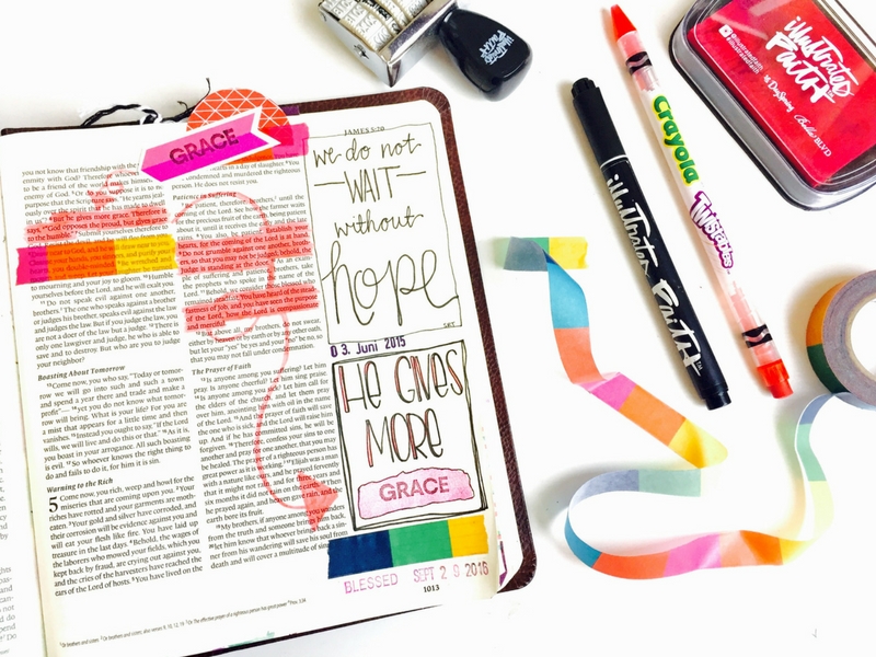 bible journaling by Tawni Sattler - He Gives More Grace