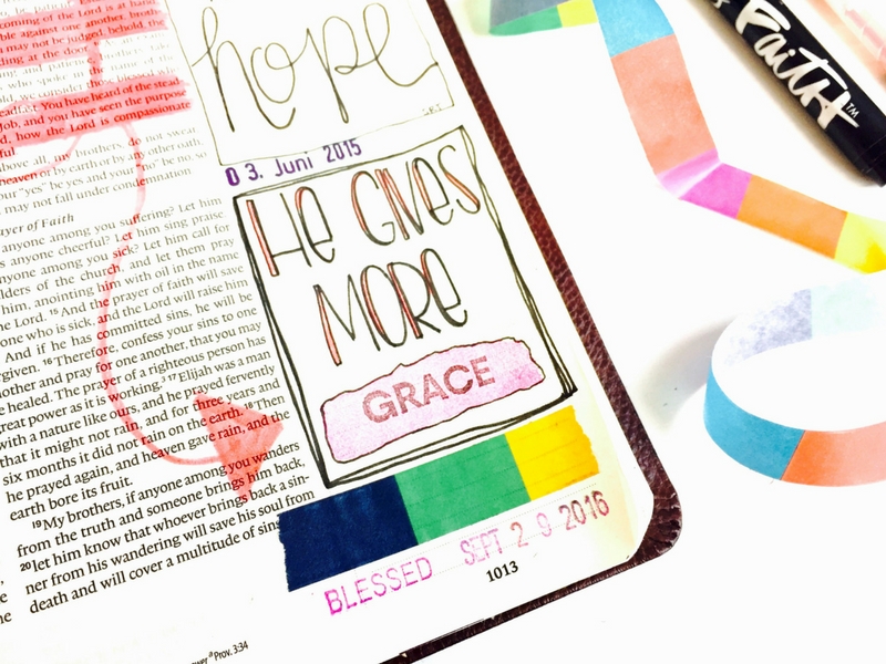 bible journaling by Tawni Sattler - He Gives More Grace