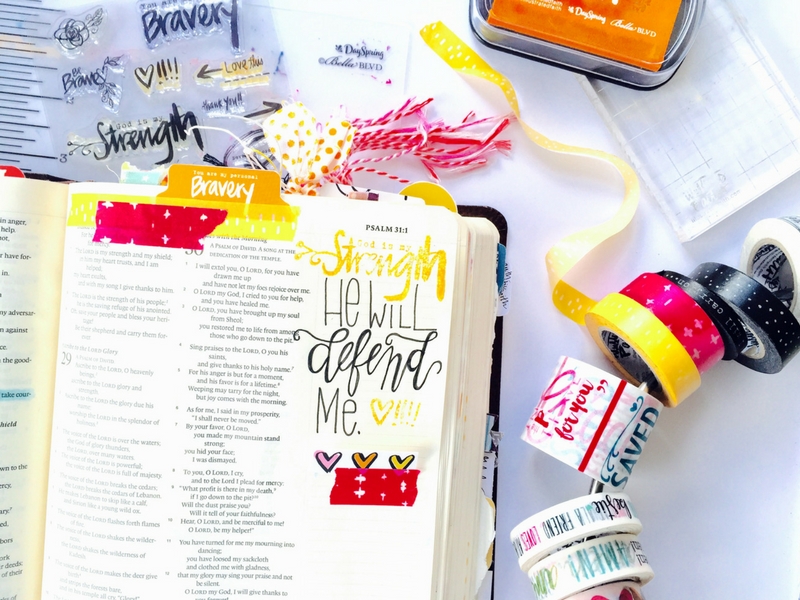 In My Defense | Illustrated Faith Bible Journaling | Hand Lettering | Tawni Sattler | Illustrated Faith I Am Strong Devotional by Wilna Furstenberg