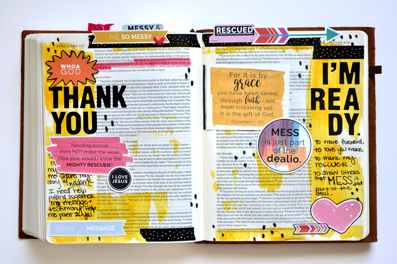 hybrid mixed media art journaling Bible entry by Leah Schumacher | Mess is part of the Dealio