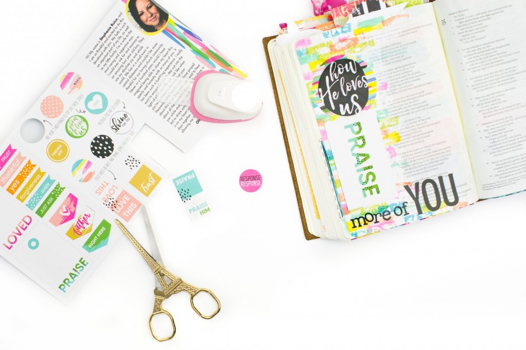 mixed media step by step Bible journaling tutorial by Amy Bruce | How He Loves Us devotional by Stephanie Buice