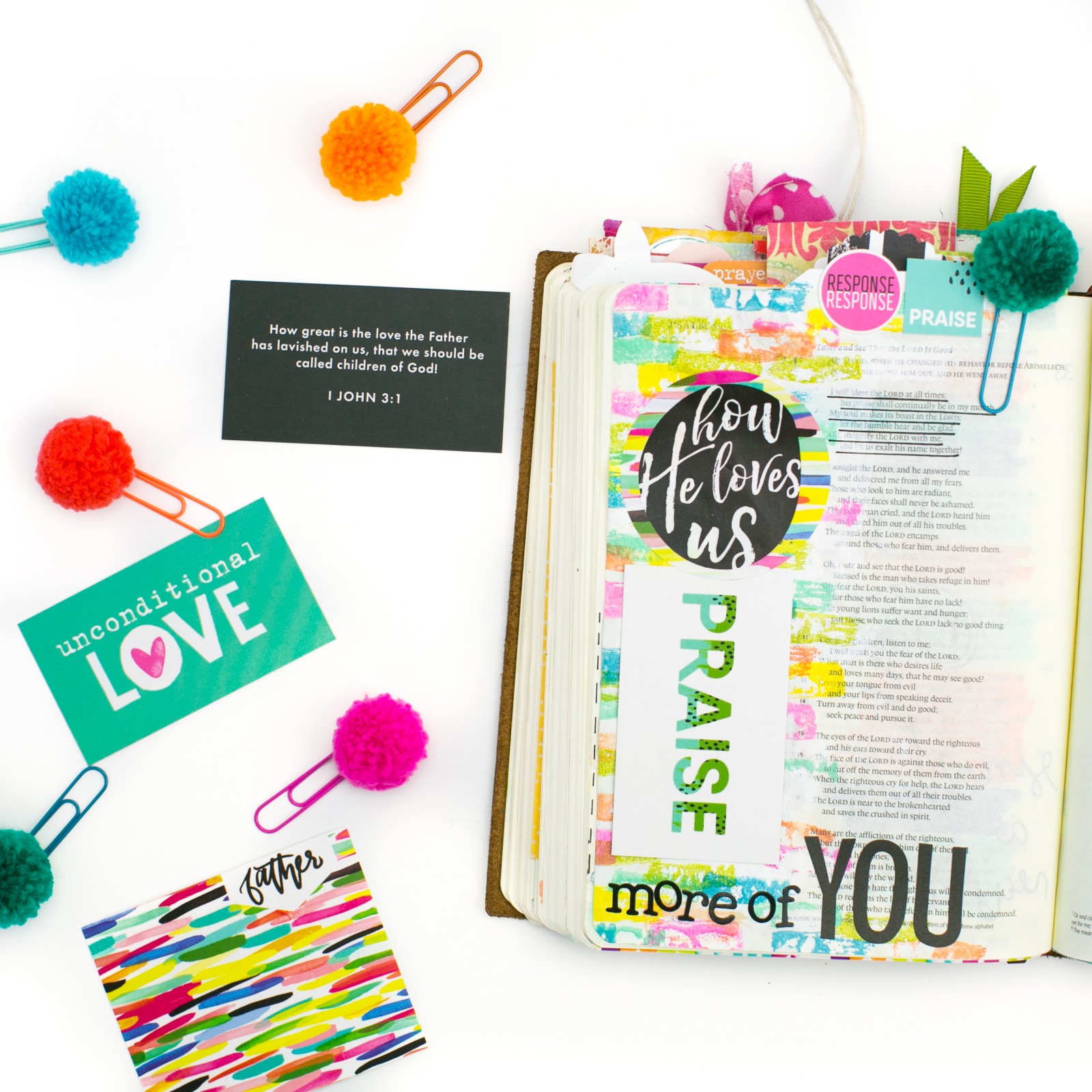 mixed media step by step Bible journaling tutorial by Amy Bruce | How He Loves Us devotional by Stephanie Buice