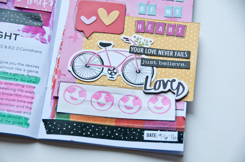 mixed media hidden devotional journaling entry by Jess Robyn | Desire of My Heart Psalm 37:4 | Through Christ devotional by Meg Duerksen