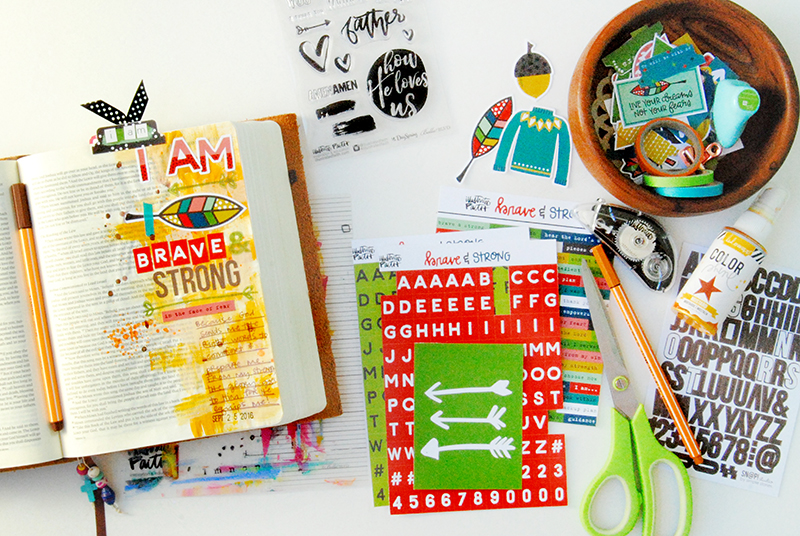 hybrid mixed media Bible Journaling by Elaine Davis | Fear, Dark Tunnels & Big Girl Pants | Illustrated Faith Brave & Strong Workshop