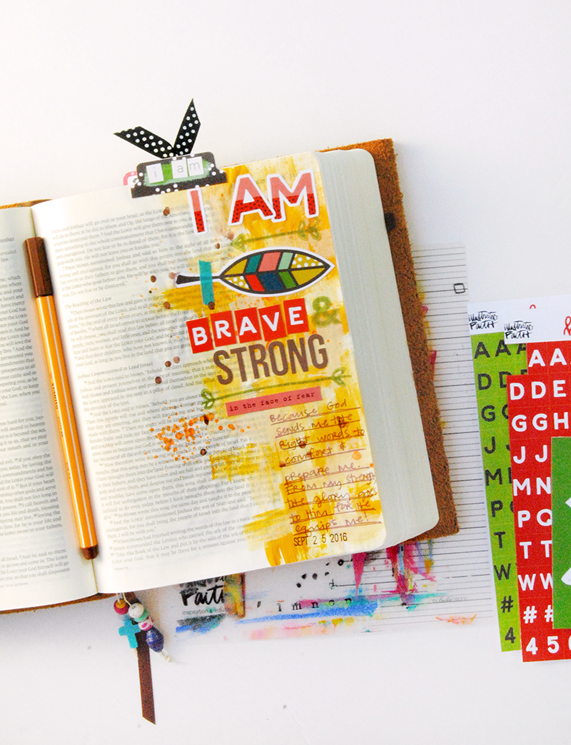 hybrid mixed media Bible Journaling by Elaine Davis | Fear, Dark Tunnels & Big Girl Pants | Illustrated Faith Brave & Strong Workshop